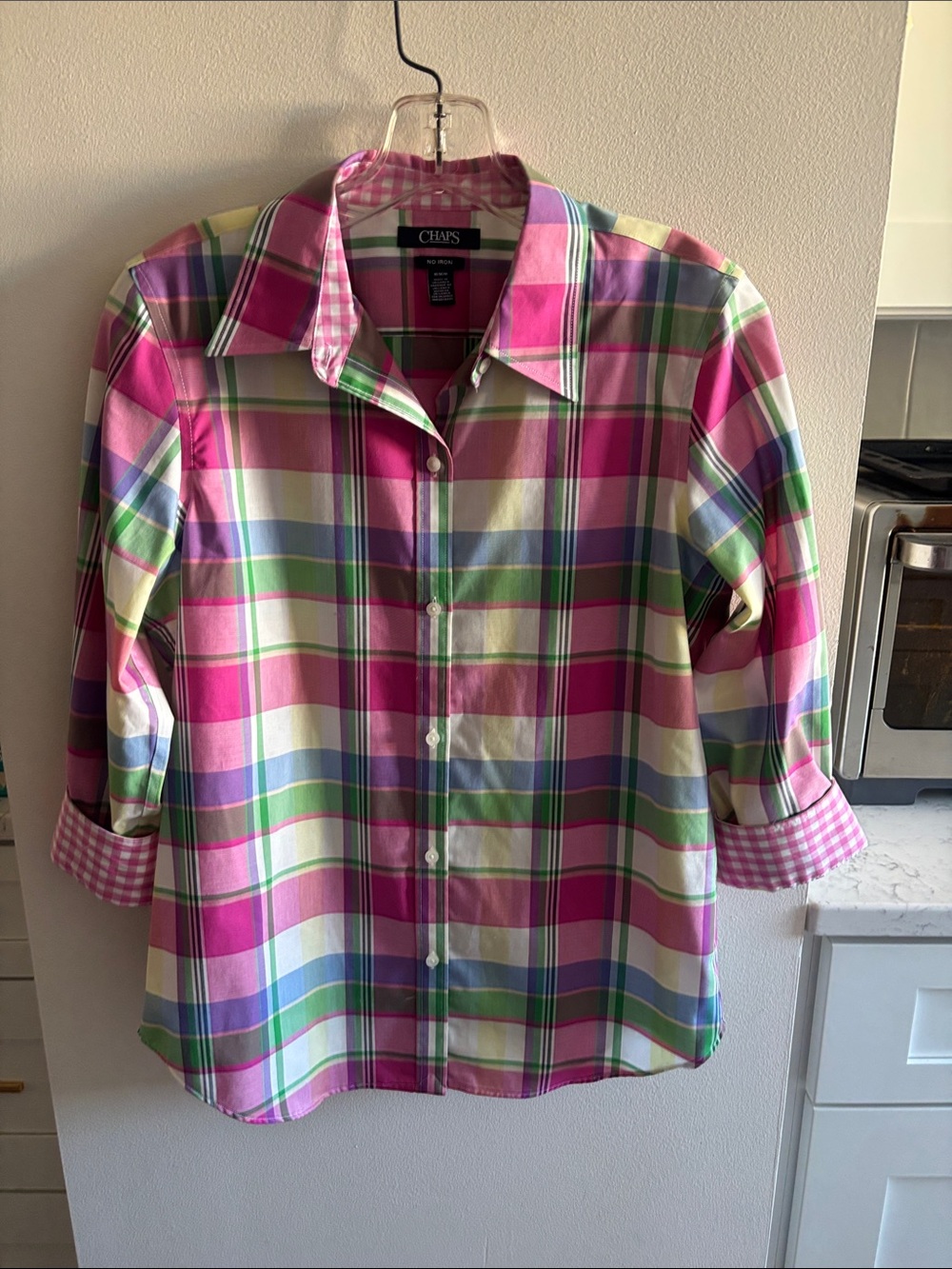 Chaps Pink Multicolor Plaid  Shirt
